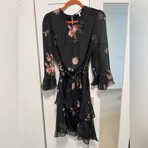 Joie Ruffle Floral-Print Silk Dress (size 10)